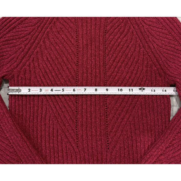 SUNDANCE Ribbed Knit Turtleneck Fitted Sweater Cotton Silk Stretchy Red S - Picture 12 of 13